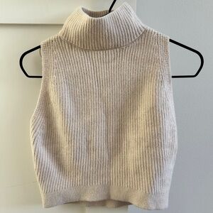Zara Cream Knit Turtleneck Sweater Vest.